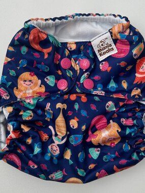 NEW Mama Koala Pocket Cloth Diaper OS Mermaid Print Navy No Insert